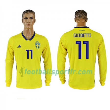 Tenue Suède Guidetti 11 Domicile Coupe du monde 2018 Maillot de Foot ML
